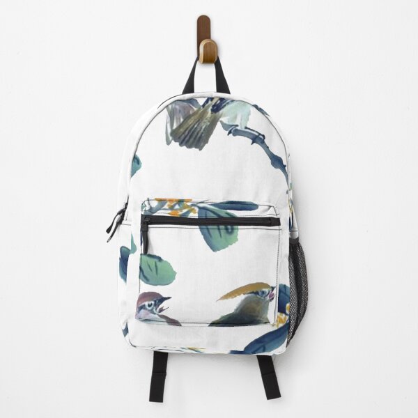 Item preview, Chinese ink painting - yellow flowers blossom branch with birds blue designed and sold by Kallandra.