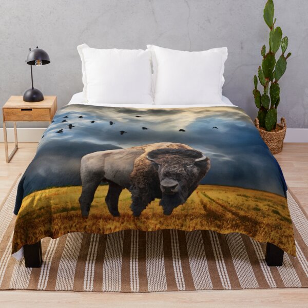 Buffalo On The Plains Throw Blanket