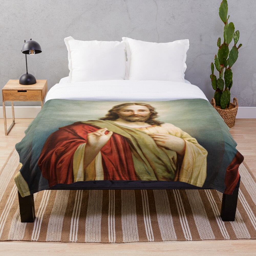 "Jesus Christ Painting" Throw Blanket for Sale by Beltschazar Redbubble