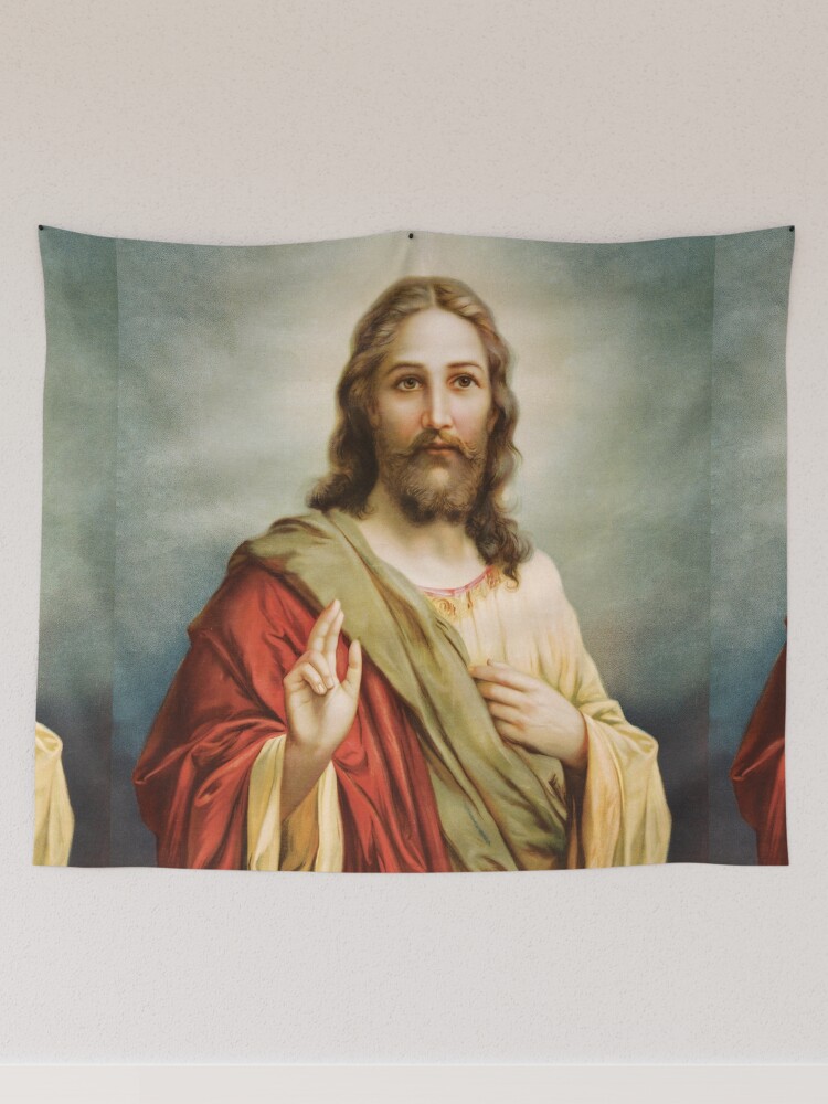 ラグ・カーペット unknown vintage Jesus Christ tapestry unknown vintage Jesus Christ tapestry