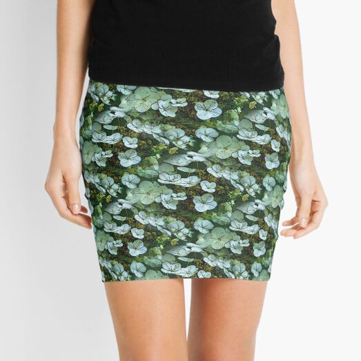 White Lace Hydrangea Flower Art Pattern Mini Skirt