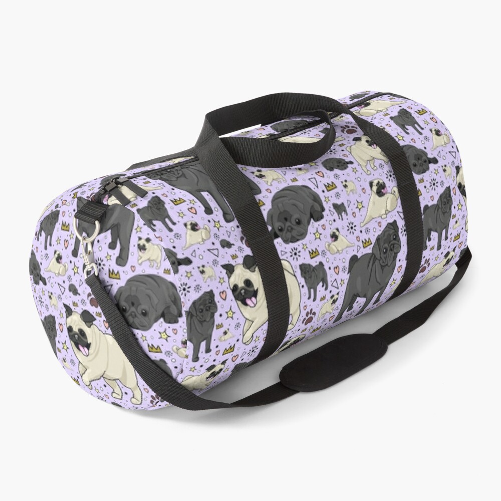 Pugs in Purple Duffle Bag