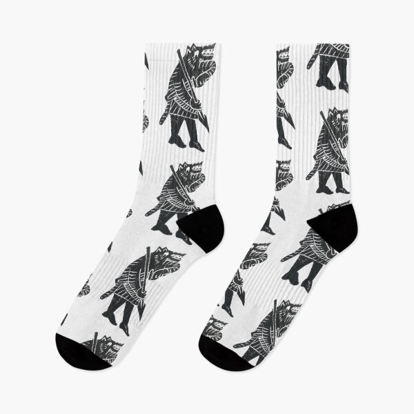 Item preview, man with spear wearing wolfskin designed and sold by Ace Rockman.