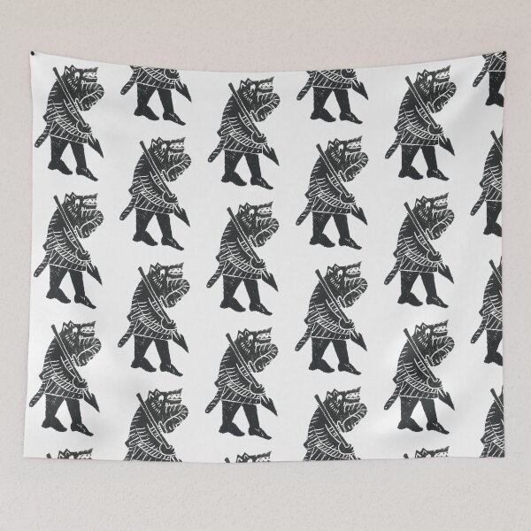 Item preview, man with spear wearing wolfskin designed and sold by Ace Rockman.