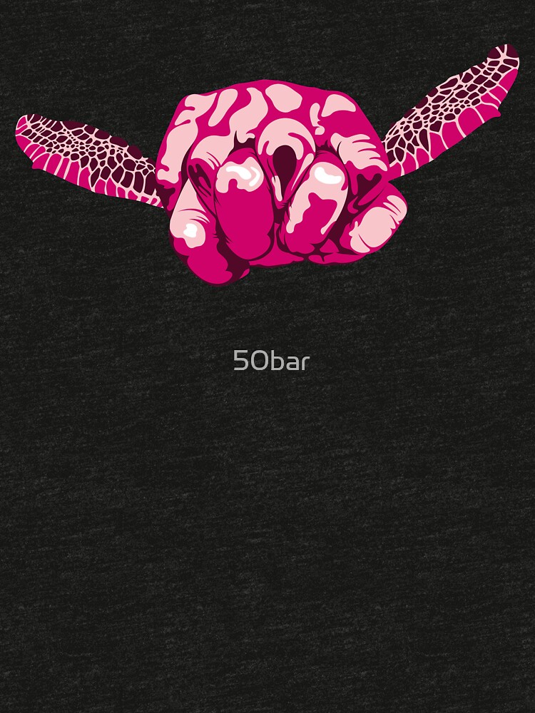 Thumbnail 7 of 7, Tri-blend T-Shirt, Turtle Hand Signal - Pink designed and sold by 50bar.