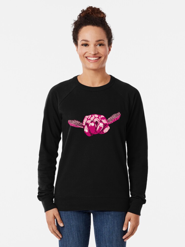 Alternate view of Turtle Hand Signal - Pink Lightweight Sweatshirt