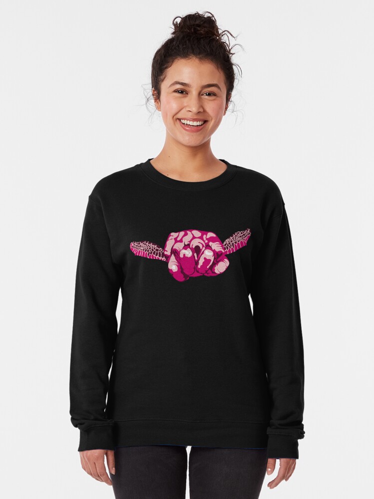 Alternate view of Turtle Hand Signal - Pink Pullover Sweatshirt