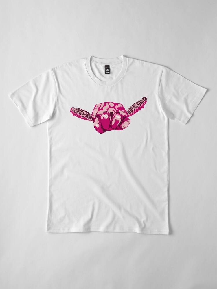 Alternate view of Turtle Hand Signal - Pink Premium T-Shirt