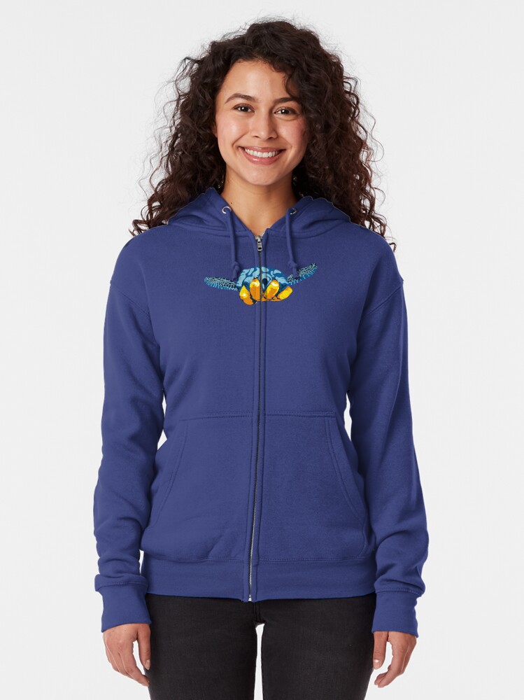 Alternate view of Turtle Hand Signal Zipped Hoodie