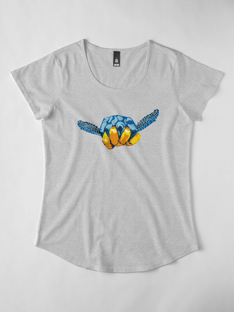 Alternate view of Turtle Hand Signal Premium Scoop T-Shirt