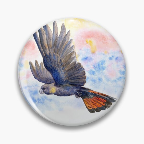 Item preview, Glossy Black Cockatoo Sunrise - watercolour original design by Nadya Neklioudova designed and sold by Nadya Neklioudova.
