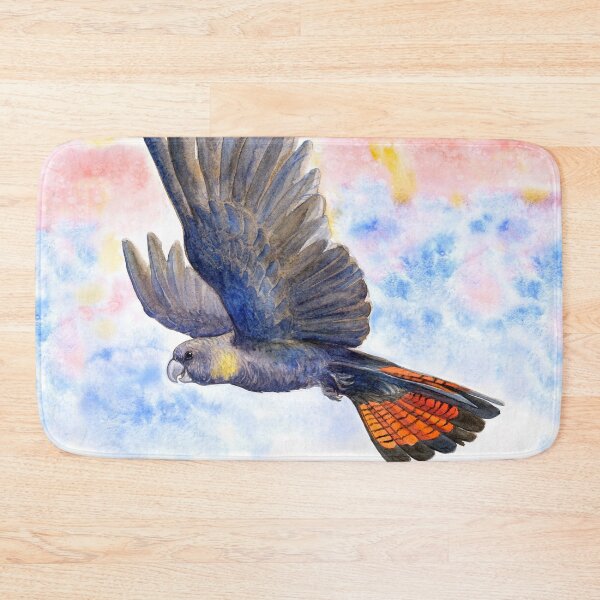 Item preview, Glossy Black Cockatoo Sunrise - watercolour original design by Nadya Neklioudova designed and sold by Nadya Neklioudova.
