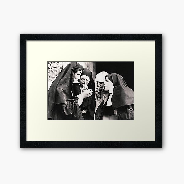 Smoking Nuns Framed Art Print