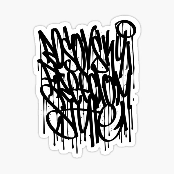 Hand drawn bubble style graffiti alphabet letters color 2 Sticker