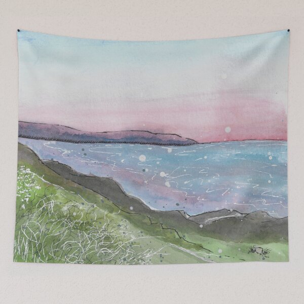 Item preview, Dusk at Baggy Point | Peaceful Pastel Seascape designed and sold by CindyGetsArty.