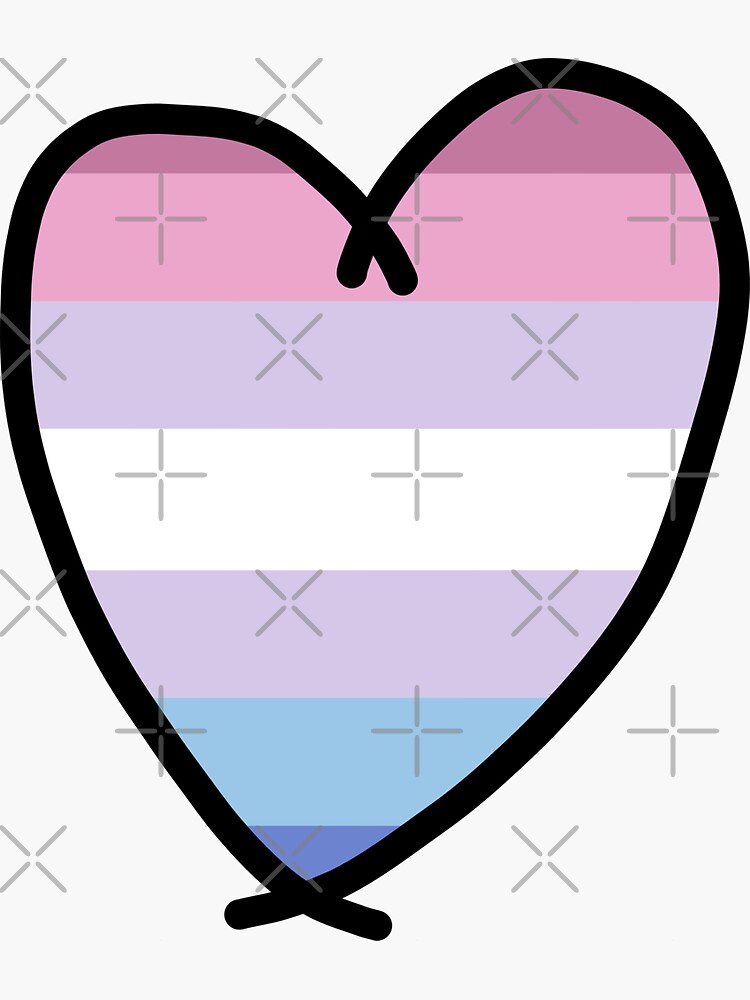 Bigender Pride Flag Heart Sticker By Galaxina Redbubble