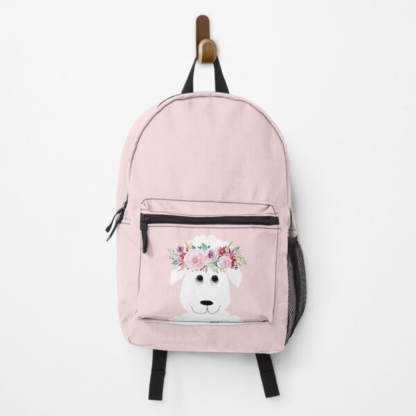 Artikelvorschau, Netter Schaf-Cartoon mit Girly-Aquarell-Blumenkranz entworfen und verkauft von Aimee Gray.