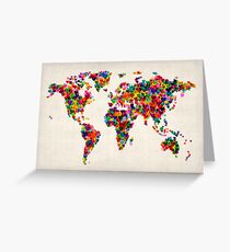 Love Hearts Map of the World Map Greeting Card