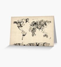 Map of the World Map from Old Clocks Greeting Card