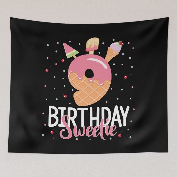 Item preview, 9th Birthday Sweetie Ice Cream Girl 9 Years Old B-day print designed and sold by Grabitees.