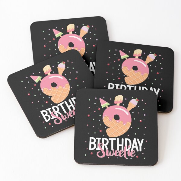 Item preview, 9th Birthday Sweetie Ice Cream Girl 9 Years Old B-day print designed and sold by Grabitees.