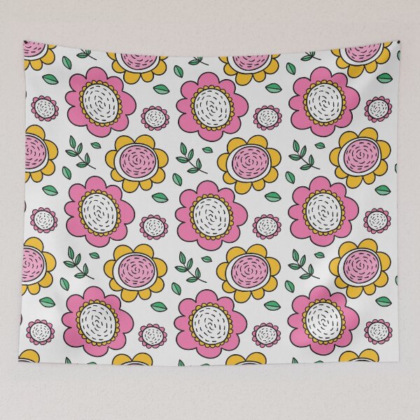 Item preview, Colorful Pink and Yellow Flower Pattern I designed and sold by parazitgoodz.