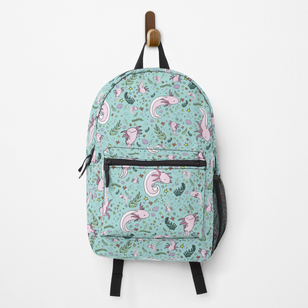 Axolotls in Blue Backpack