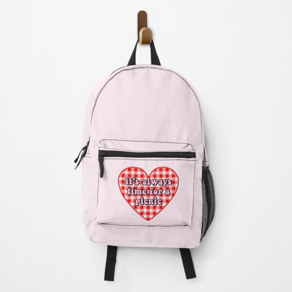 Item preview, Cottagecore It’s Always Time for a picnic gingham heart! (Red and pink) designed and sold by floweryhaven.