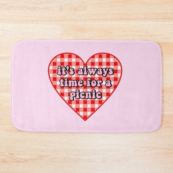 Item preview, Cottagecore It’s Always Time for a picnic gingham heart! (Red and pink) designed and sold by floweryhaven.