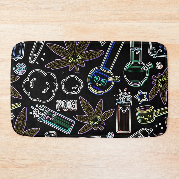 Item preview, Dark chalkboard Black Psychedelic Neon Cannabis Marijuana Weed Pot 420 Ganja Print designed and sold by Sornoran420.