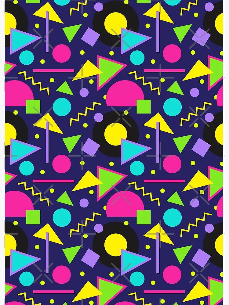 80s Theme Neon Shapes Memphis Style Pattern | Art Board Print