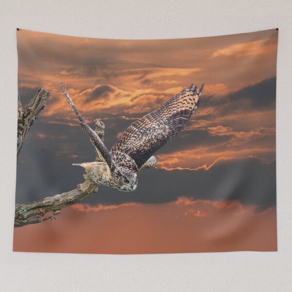 Item preview, Owl taking off into the sunset designed and sold by HaleyRedshaw.