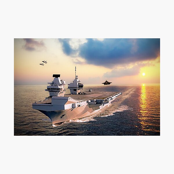 F-35s and HMS Queen Elizabeth Photographic Print