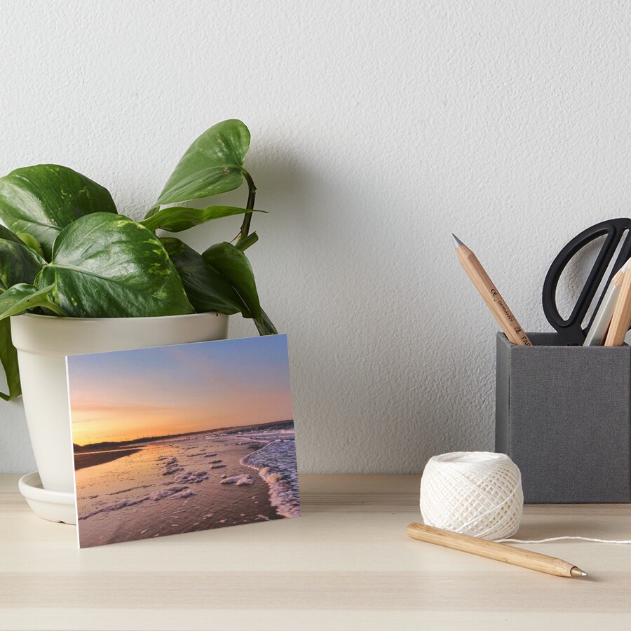 Sunset at the beach Art Board Print