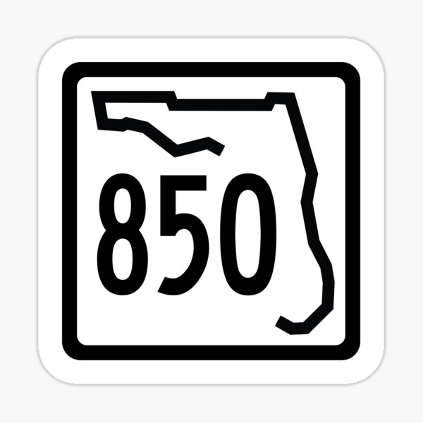 Florida State Route 850 Area Code 850 Sticker For Sale By Srnac