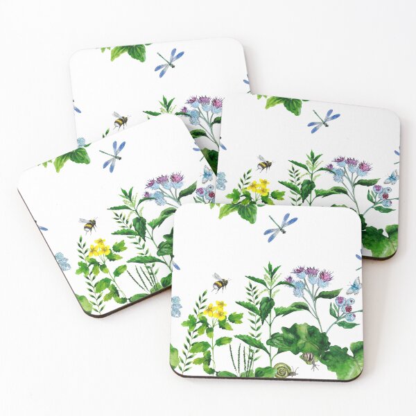 Item preview, Wild herbs with bumblebee, snails, dragonfly. designed and sold by Colibri77.