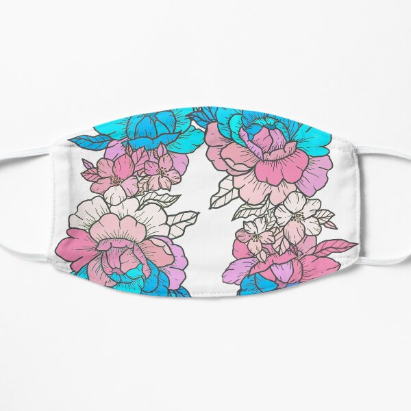 Transgender flag flowers Flat Mask