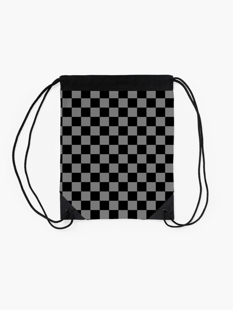 Thumbnail 2 of 3, Drawstring Bag, Grey and Black Checkerboard Pattern designed and sold by Rocket-To-Pluto.