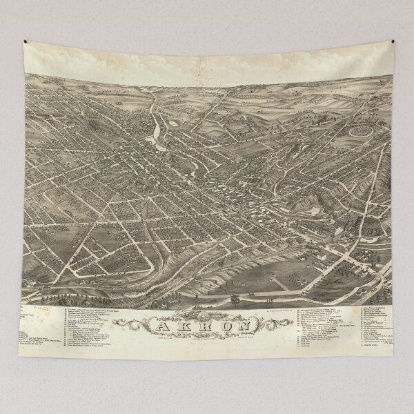 Item preview, Vintage Akron OH Map (1882) designed and sold by BravuraMedia.