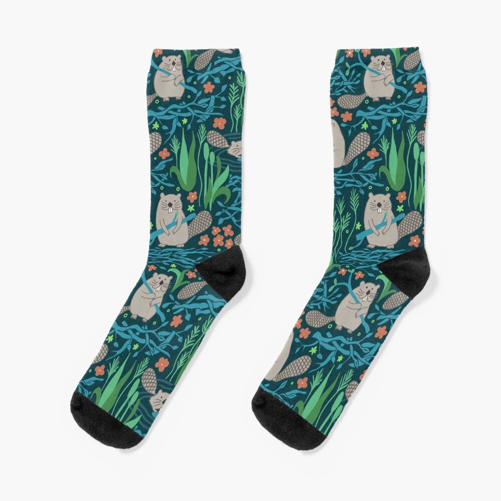 Busy Dam Beavers - dark Socks
