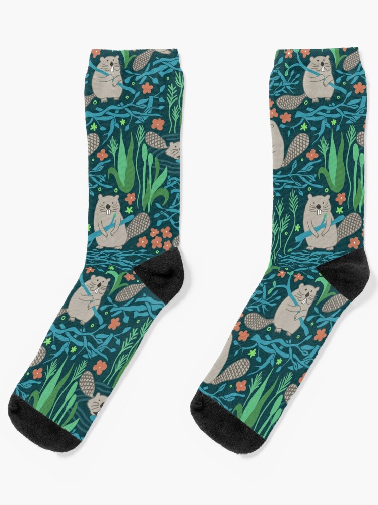 Busy Dam Beavers - dark Socks for Sale by creativinchi