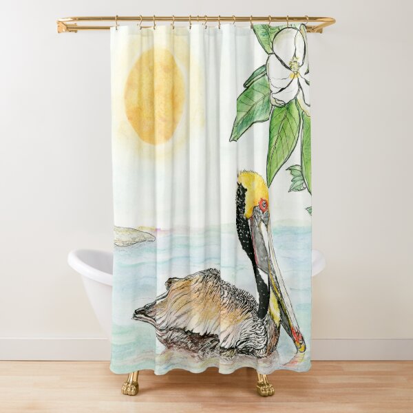 Louisiana State Bird and Flower Shower Curtain