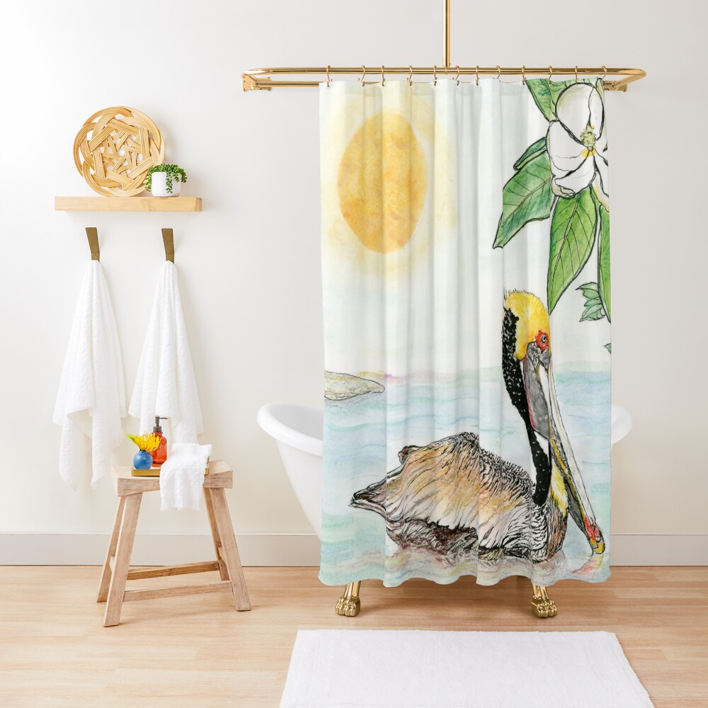 Louisiana State Bird and Flower Shower Curtain