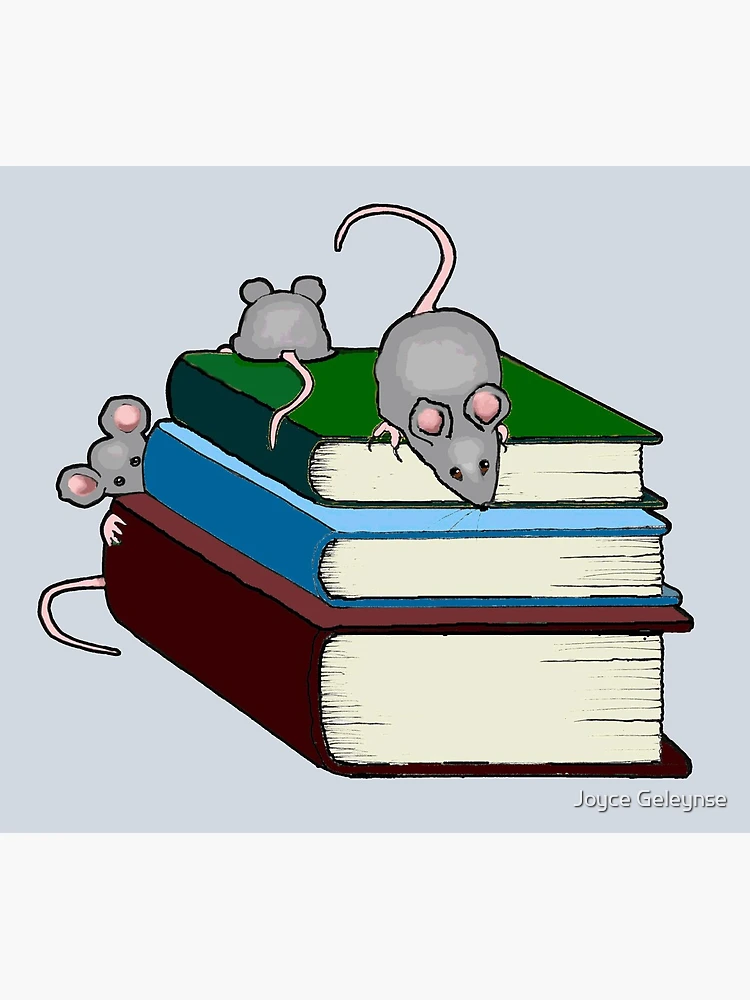 Cute Mice on Stack of Books, Reading, Kids, Book Lovers, Original