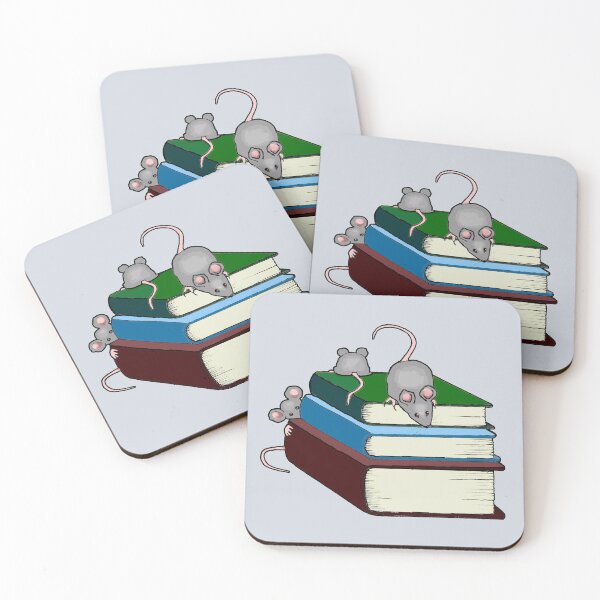 Item preview, Cute Mice on Stack of Books, Reading, Kids, Book Lovers, Original Art designed and sold by JoyfulWhimsy.
