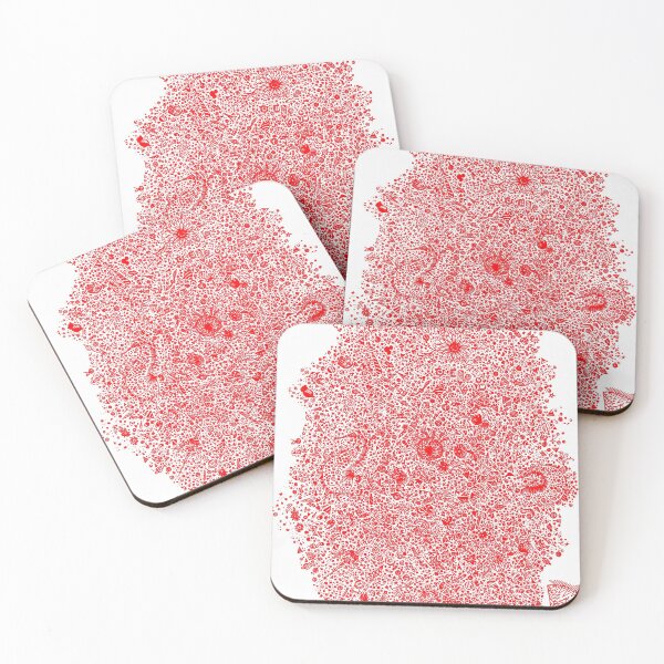Item preview, In My Head - Hand Drawn intricate Red Ink Abstract Pattern designed and sold by Dawood Q.