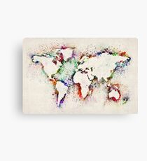 Map of the World Paint Splashes Canvas Print