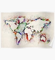 Map of the World Paint Splashes Poster