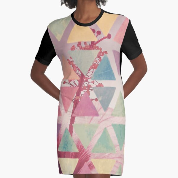 Gumamela Flower Abstract Graphic T-Shirt Dress
