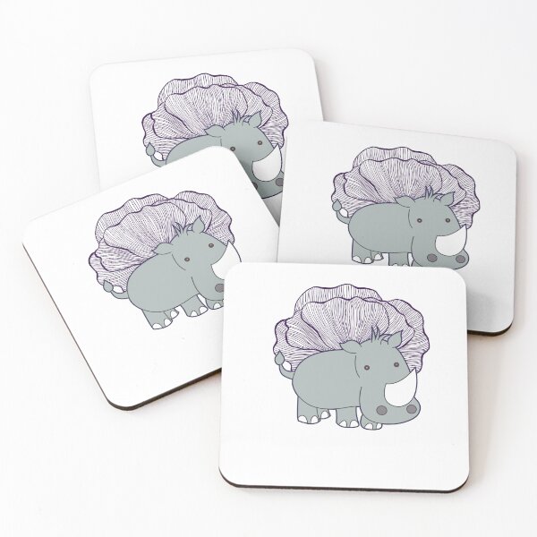 Item preview, Cute   Grey Rhino/Rhinoceros with background floral leaves  designed and sold by NAMTO.